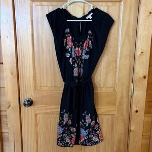LC Lauren Conrad Black Dress with Floral Accents